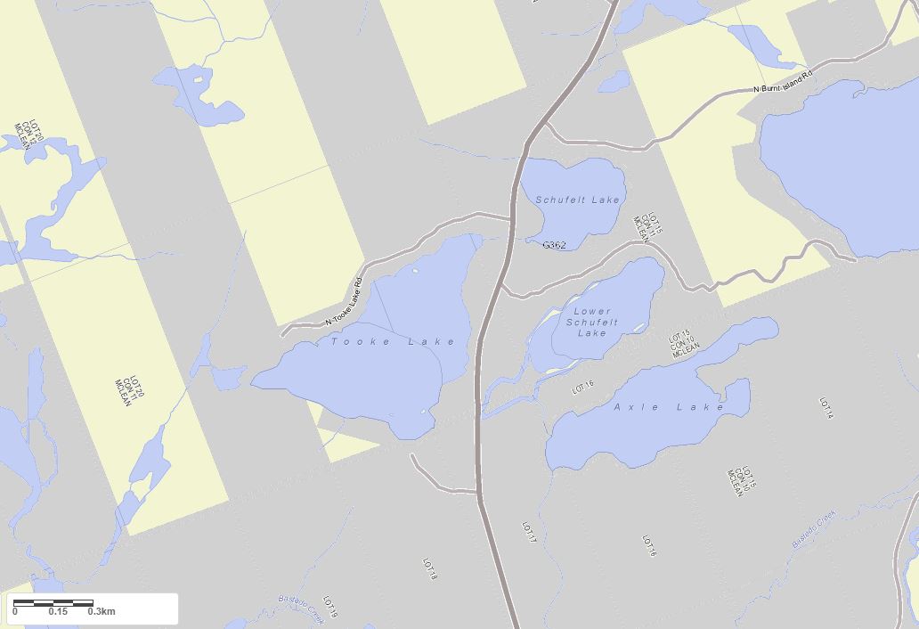 Crown Land Map of Tooke Lake in Municipality of Lake of Bays and the District of Muskoka